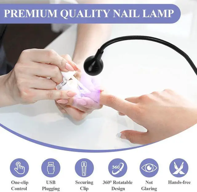 Alt view image 13 of 14 - UV Nail Lamp: Gooseneck LED Nail Flash Cure Lamp for Nails lampara uv/led para uñas de gel with Securing Clip LED Flash Cure Light Manicure Home DIY UV Light for Gel Polish Nail Lamp