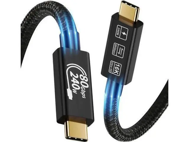Alt view image 8 of 14 - 6.6FT Thunderbolt 5 & USB4 Cable, USB C to C, 80Gbps, 240W PD, 16K@60Hz Video for MacBook Pro/Air, Samsung S22, eGPU, Docking Station & GaN Charger