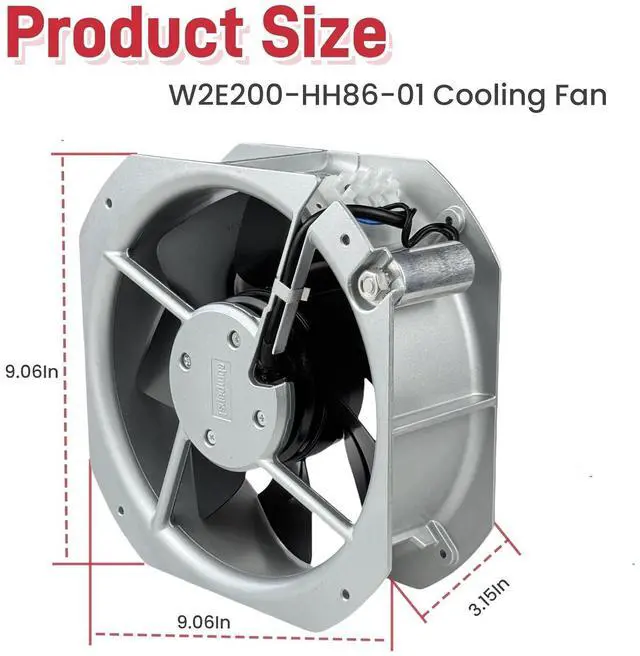 Alt view image 9 of 14 - for EBM-PAPST W2E200-HH86-01 Cooling Fan, 115V 80W 0.58-0.70A 50/60Hz axial Flow Fan, 5uF 220VDB 225×225×80mm Fan