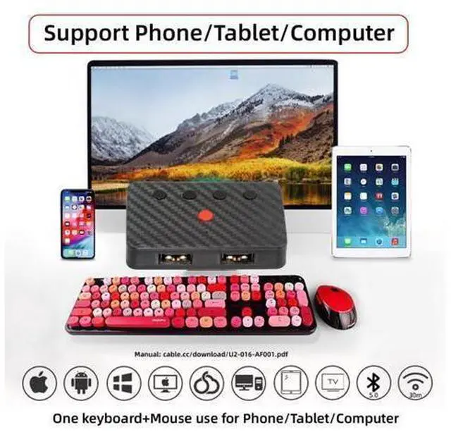 Alt view image 9 of 14 - Dual Port USB to Bluetooth 5.3 Adapter with 2.4G Receiver for Conversion Wired Keyboard and Mouse to Wireless for Phone/Tablet/Computer