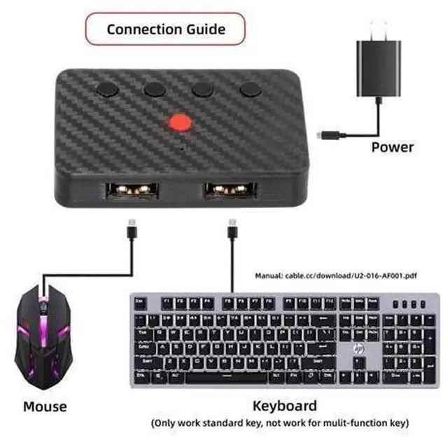 Alt view image 14 of 14 - Dual Port USB to Bluetooth 5.3 Adapter with 2.4G Receiver for Conversion Wired Keyboard and Mouse to Wireless for Phone/Tablet/Computer