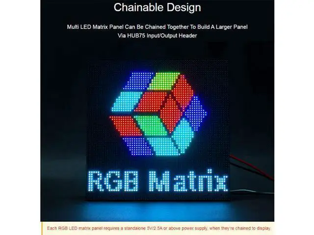 Alt view image 10 of 14 - RGB Full-Color LED Matrix Panel 64x32 Pixels, 2.5mm Pitch, 2048 Individual RGB LEDs, Adjustable Brightness, Support Raspberry Pi/Raspberry Pi Pico/ESP32/Ardu, Display Text, Colorful Image/Animation