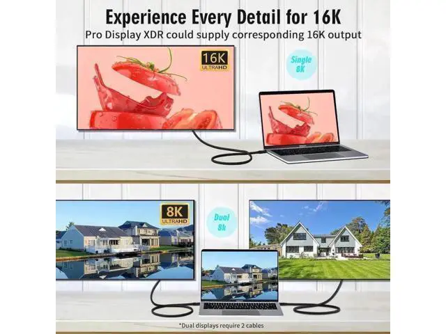 Alt view image 14 of 14 - 6.6FT Thunderbolt 5 & USB4 Cable, USB C to C, 80Gbps, 240W PD, 16K@60Hz Video for MacBook Pro/Air, Samsung S22, eGPU, Docking Station & GaN Charger
