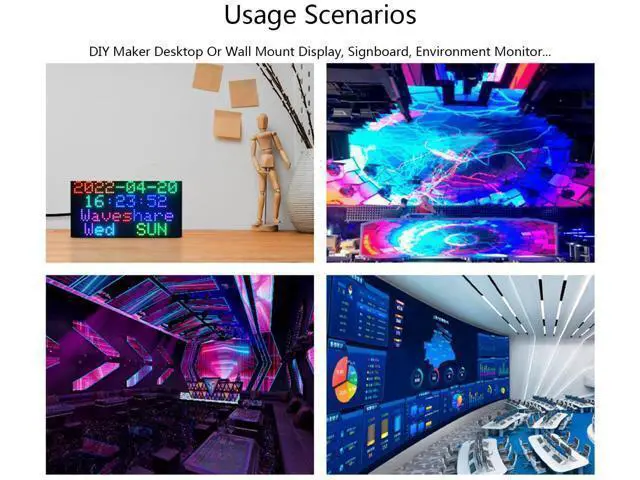 Alt view image 11 of 14 - RGB Full-Color LED Matrix Panel 64x32 Pixels, 2.5mm Pitch, 2048 Individual RGB LEDs, Adjustable Brightness, Support Raspberry Pi/Raspberry Pi Pico/ESP32/Ardu, Display Text, Colorful Image/Animation