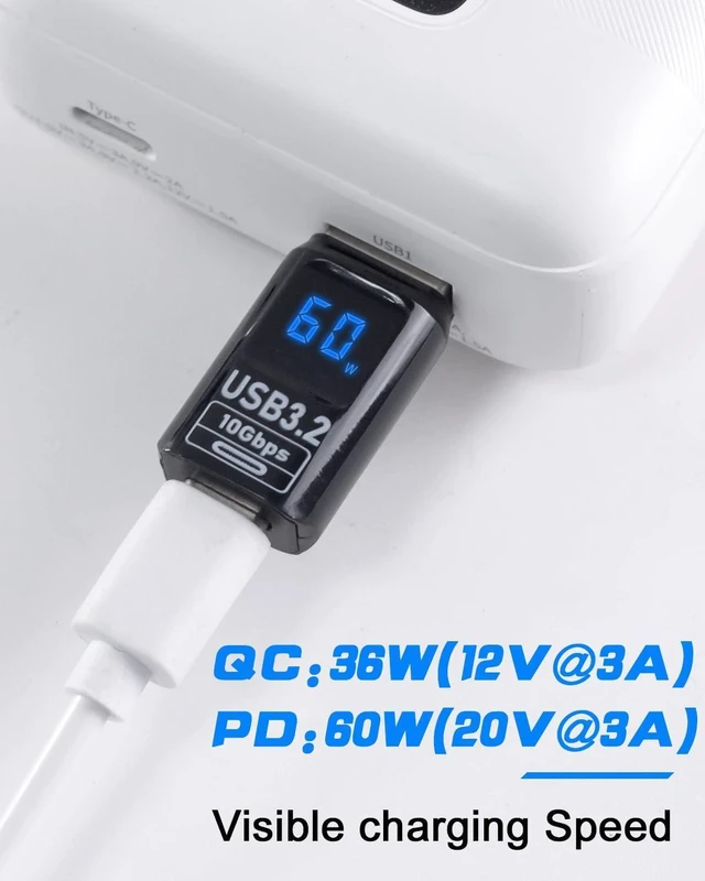 Alt view image 9 of 14 - USB C Female to USB Male Adapter 10Gbps USB A to USB C Adapter with Digital Display 60W Power Delivery One-Sided Data Transfer USB C to USB Male Adapter for iPhone MacBook 2pack