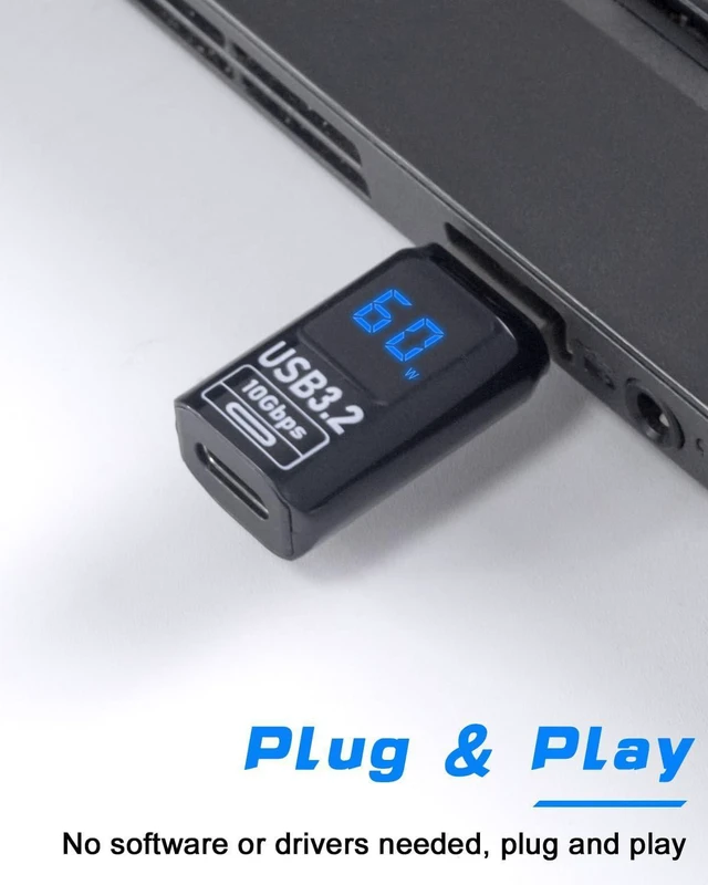 Alt view image 13 of 14 - USB C Female to USB Male Adapter 10Gbps USB A to USB C Adapter with Digital Display 60W Power Delivery One-Sided Data Transfer USB C to USB Male Adapter for iPhone MacBook 2pack