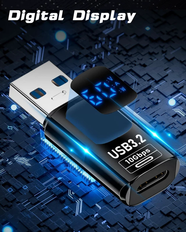 Alt view image 12 of 14 - USB C Female to USB Male Adapter 10Gbps USB A to USB C Adapter with Digital Display 60W Power Delivery One-Sided Data Transfer USB C to USB Male Adapter for iPhone MacBook 2pack