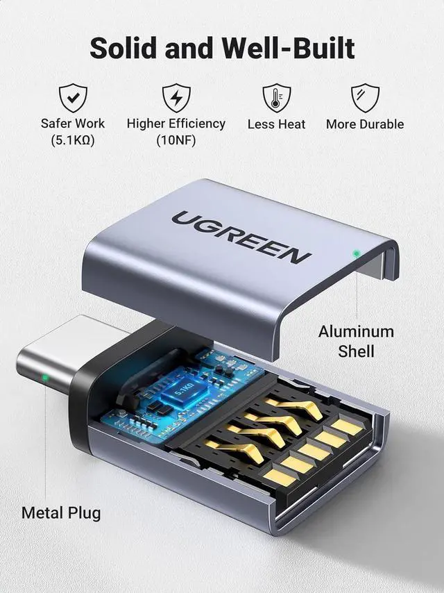 Alt view image 11 of 14 - USB to USB C Adapter 10Gbps 2 Pack USB C to USB Adapter USB C 3.2 Gen 2 Male to USB A Female Adapter Compatible with iPhone 16 15 Pro//MacBook Pro/Air/iPad Pro Thunderbolt 4/3 Gray