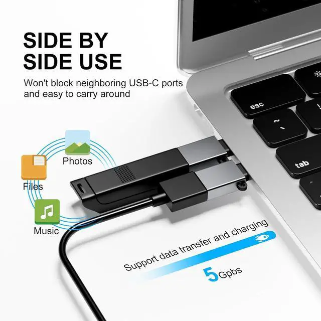 Alt view image 9 of 14 - USBC to USB Adapter 8 Pack USB to USBC-C Adapter USB-C to USB Adapter USB to USBC Adapter USB to USB-C Adapter USB to C Adapter for iPhone 15 14 13 MacBook Pro iPad iMac and More(Grey)