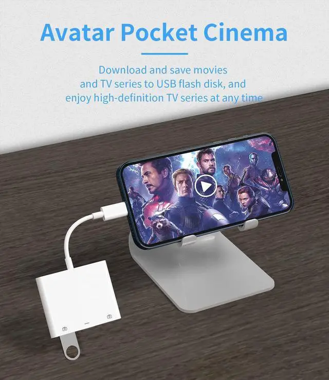 Alt view image 11 of 14 - Apple Certified Lightning Male to USB Female Adapter OTG and Charger Cable for iPhone 11 12 Mini max pro xs xr x se 7 8plus Ipad air A Camera Memory Stick Flash Drive Cord Converter Charging Splitter