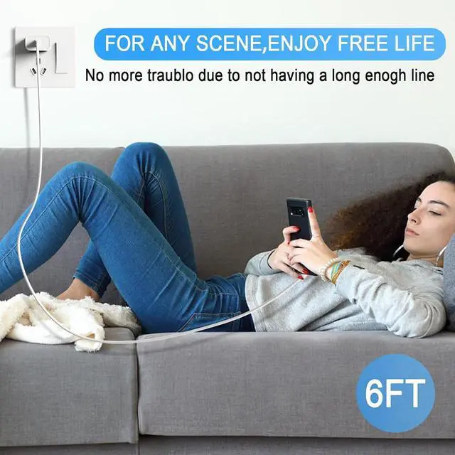 Alt view image 14 of 14 - iPhone 16 15 Charger USB C Charger 4-Pack USB C Fast Wall Charger USB C Charger Block (4-Pack 6 ft USB C Cable Included) for iPhone 16 15/15 Pro/15 Pro Max/iPad Pro/AirPods & More