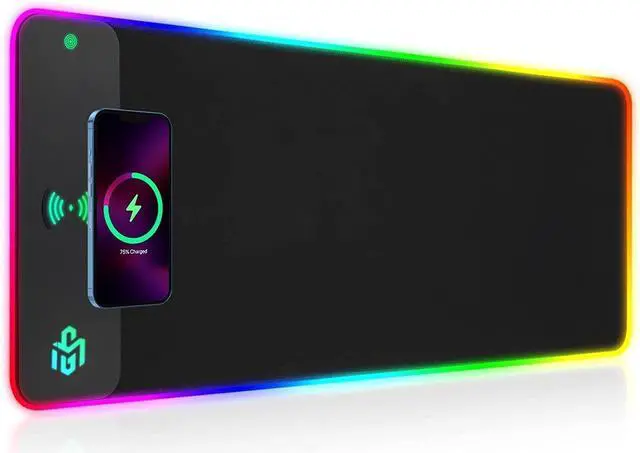 Alt view image 8 of 14 - Wireless Charging RGB Gaming Mouse Pad 15W LED Mouse Mat 800x300x4MM 10 Light Modes Extra Large Mousepad Non-Slip Rubber Base Computer Keyboard Mat for Gaming MacBook PC Laptop Desk