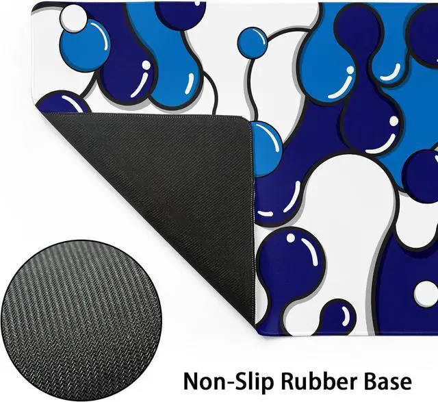 Alt view image 10 of 14 - Navy Blue White Mouse Pad Anime Cool Geometric Japanese Extended Desk Mat 90X40 CM Non-Slip Rubber Base Stitched Edge Large XXL Mousepad for Gaming Laptop Computer Desktop 35.4×15.7 Inch