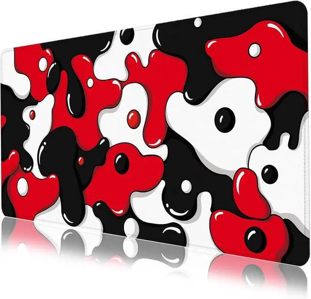 Alt view image 8 of 14 - ? Gaming Mouse Pad for Desk Large Cute Mousepad Laptop Japanese Geometric Red Anime Mouse Mat Long XXL Waterproof Keyboard Pads Big Non-Slip Mouse Pads for Game Office Home31.5 x 15.7 in