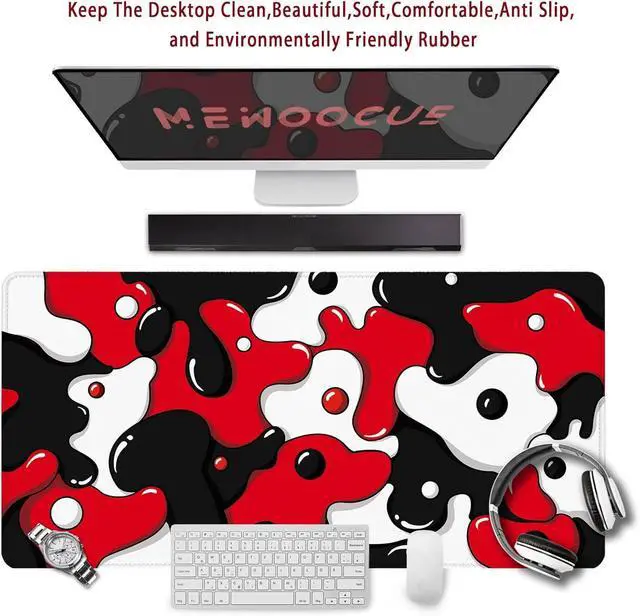 Alt view image 9 of 14 - ? Gaming Mouse Pad for Desk Large Cute Mousepad Laptop Japanese Geometric Red Anime Mouse Mat Long XXL Waterproof Keyboard Pads Big Non-Slip Mouse Pads for Game Office Home31.5 x 15.7 in