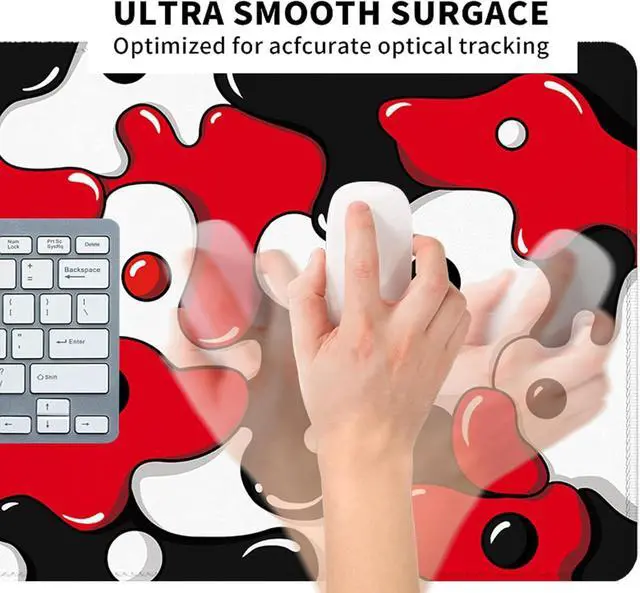 Alt view image 13 of 14 - ? Gaming Mouse Pad for Desk Large Cute Mousepad Laptop Japanese Geometric Red Anime Mouse Mat Long XXL Waterproof Keyboard Pads Big Non-Slip Mouse Pads for Game Office Home31.5 x 15.7 in
