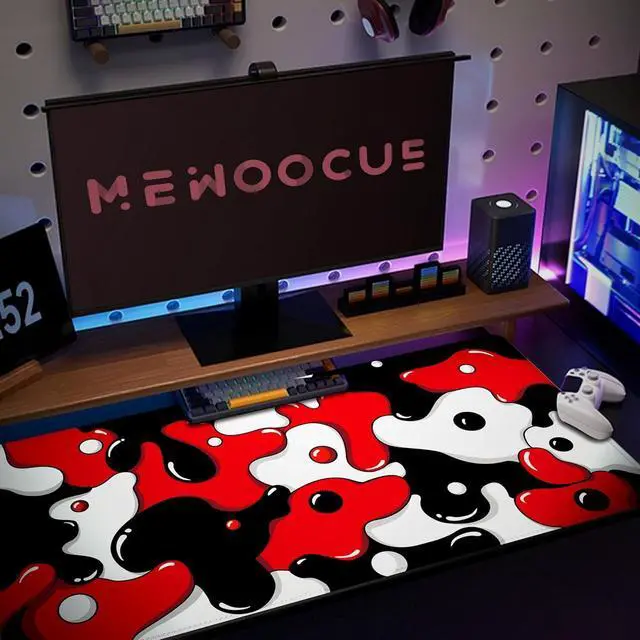 Alt view image 14 of 14 - ? Gaming Mouse Pad for Desk Large Cute Mousepad Laptop Japanese Geometric Red Anime Mouse Mat Long XXL Waterproof Keyboard Pads Big Non-Slip Mouse Pads for Game Office Home31.5 x 15.7 in