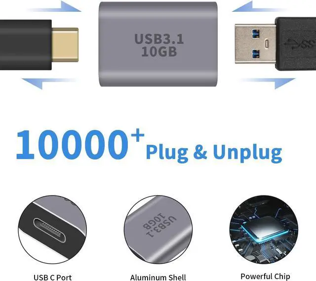 Alt view image 11 of 14 - USB C Female to USB Female Adapter 3.1 Gen2 USB C Female to USB A Female Adapter USB 3.1 A to USB Type C Adapter Double-Sided 10 Gbps Support Data Sync and Charging for Laptop PC etc 1Pack
