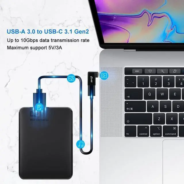 Alt view image 10 of 14 - USB C to USB 3.0 Adapter 90 Degree (3 Pack) USB-A 3.0 Female to USB-C 3.1 Male Right Angle OTG Adapter Compatible with MacBook Pro Laptop Galaxy Type-C Phones and More