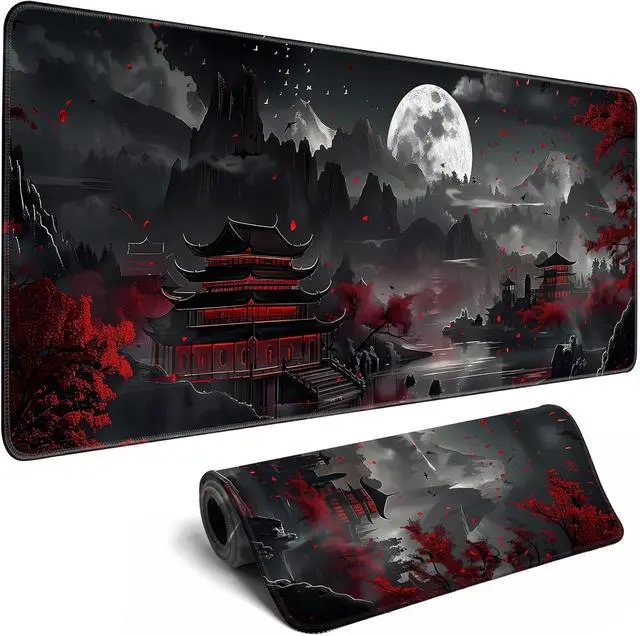 Alt view image 8 of 14 - Aesthetic Japanese Cherry Blossom Desk Mat Cute Pastel Blue Color XL Sakura Gaming Mouse Pad Anime Mousepad for Women Desk Office Girl Gamer Cherry Blossoms Mouse Pads Fun Desktop Mat 31.5x11.8 in