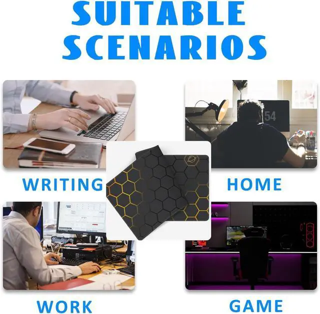 Alt view image 14 of 14 - Desk Mat Black Gold Honeycomb Technology Extended Gaming Mouse Pad Large 31.5x11.8 Big Mouse Pad with Non-Slip Base and Stitched Edge Long Computer Keyboard Mouse Mat for Home Office Work