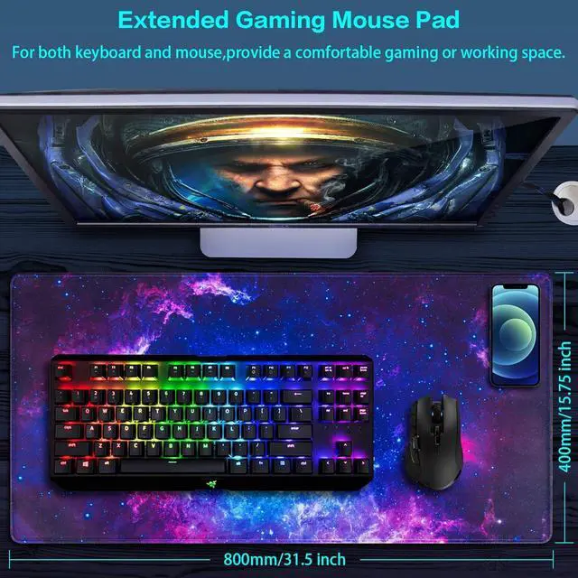 Alt view image 9 of 14 - Gaming Mouse Pad Large Extended Mouse Pad Big Computer Mousepad for Home Office Gaming Work 31.5x15.7inch