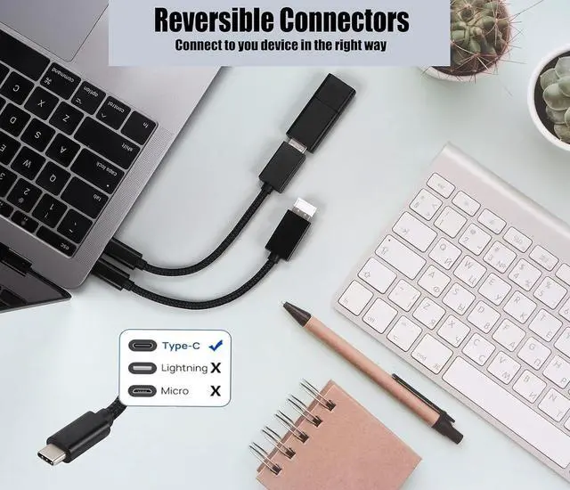 Alt view image 8 of 12 - OTG USB-C 3.0 Adapter (2 Pack) Compatible with XPS 13 9305 to Quick Multi-Use Functions to Backup Keyboard mice Thumb Drives Saves More (Black)