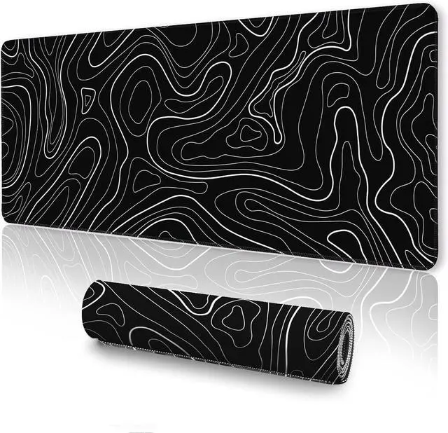 Alt view image 8 of 14 - Topographic Mouse Pad Large Gaming Mouse Pad XXL Mousepad Keyboard and Mouse Pad Desk Mat 35.3 x 15.7 in Minimalist Contour for Office