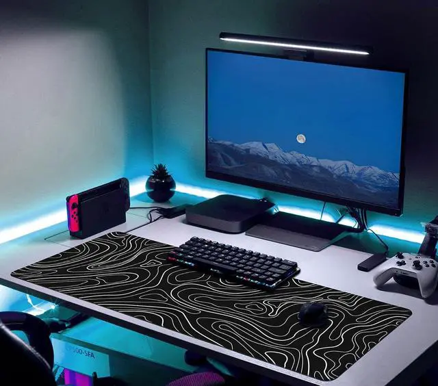 Alt view image 11 of 14 - Topographic Mouse Pad Large Gaming Mouse Pad XXL Mousepad Keyboard and Mouse Pad Desk Mat 35.3 x 15.7 in Minimalist Contour for Office