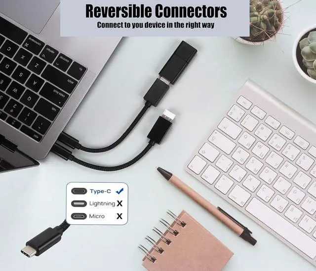 Alt view image 8 of 12 - OTG USB-C 3.0 Adapter (2 Pack) Compatible with Galaxy Tab S5e to Quick Multi-Use Functions to Backup Keyboard mice Thumb Drives Saves More (Black)
