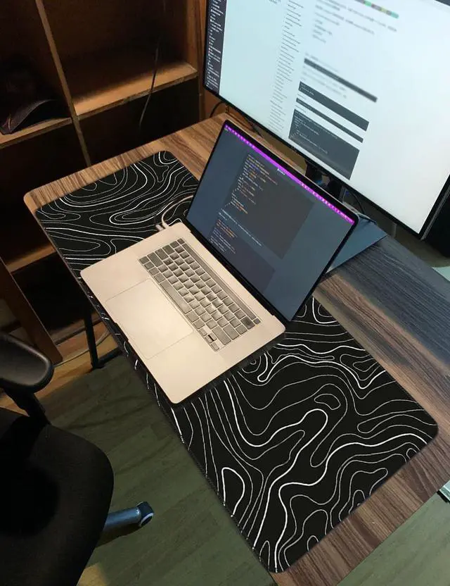 Alt view image 12 of 14 - Topographic Mouse Pad Large Gaming Mouse Pad XXL Mousepad Keyboard and Mouse Pad Desk Mat 35.3 x 15.7 in Minimalist Contour for Office