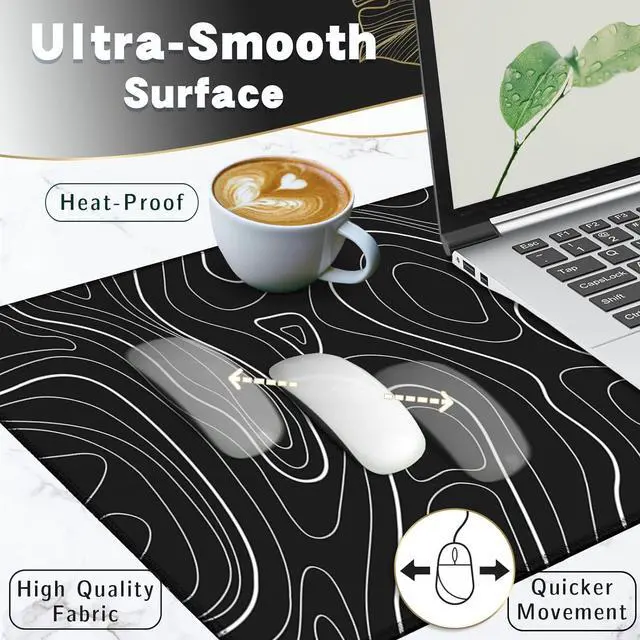 Alt view image 14 of 14 - Topographic Mouse Pad Large Gaming Mouse Pad XXL Mousepad Keyboard and Mouse Pad Desk Mat 35.3 x 15.7 in Minimalist Contour for Office