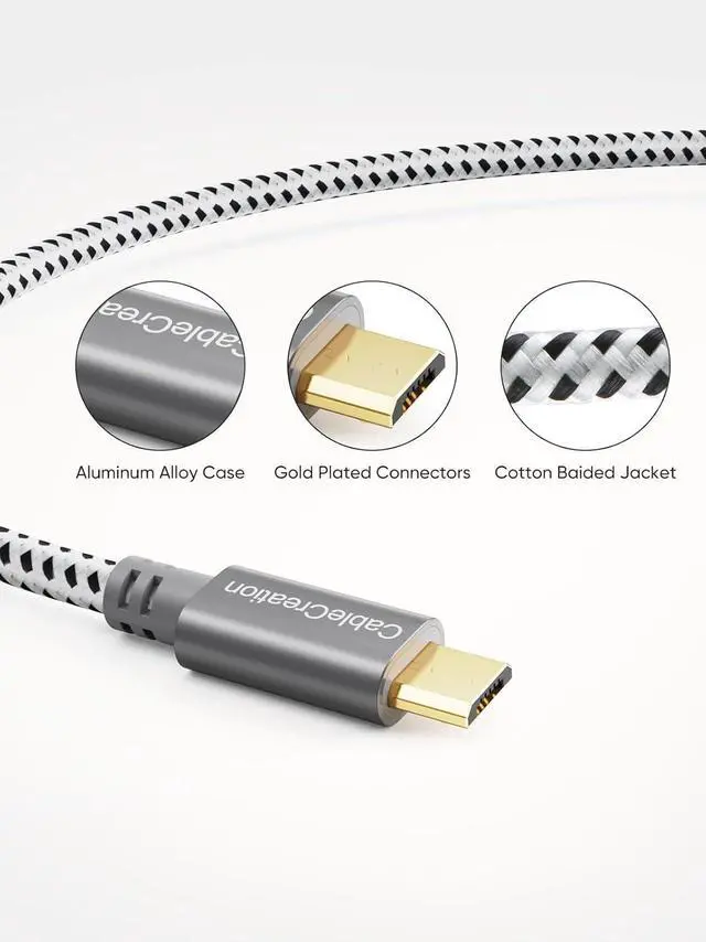 Alt view image 14 of 14 - USB to Micro USB Adapter 0.15m USB 2.0 Male to Female for USB Micro-B Devices S7 Flash Drive Mouse Keyboard Game Controller Aluminum Space Gray
