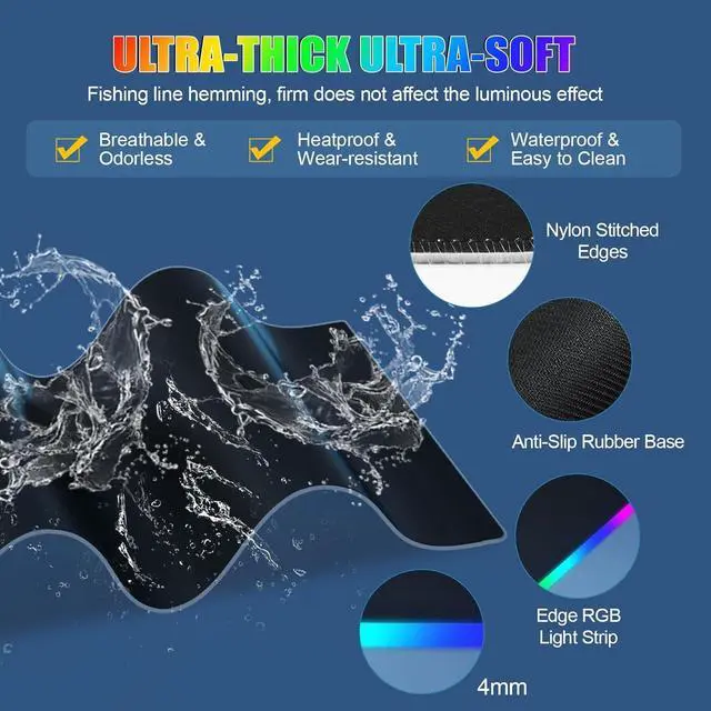 Alt view image 13 of 14 - Mouse Pad with Phone Holder Wireless Charging Desk Mat RGB Gaming Mousepad Home Office Large Desk Pad with Ultra-Smooth Surface Non-Slip Base Waterproof Keyboard Pad Classic Black Desk Mat