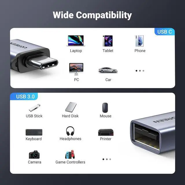Alt view image 13 of 14 - USB to USB C Adapter USB C Male to USB 3.0 Female 2 Pack 10Gbps USB C Female to USB Male Adapter Thunderbolt Compatible with iPhone 16 15 MacBook iPad Galaxy Apple MagSafe Watch 9/8