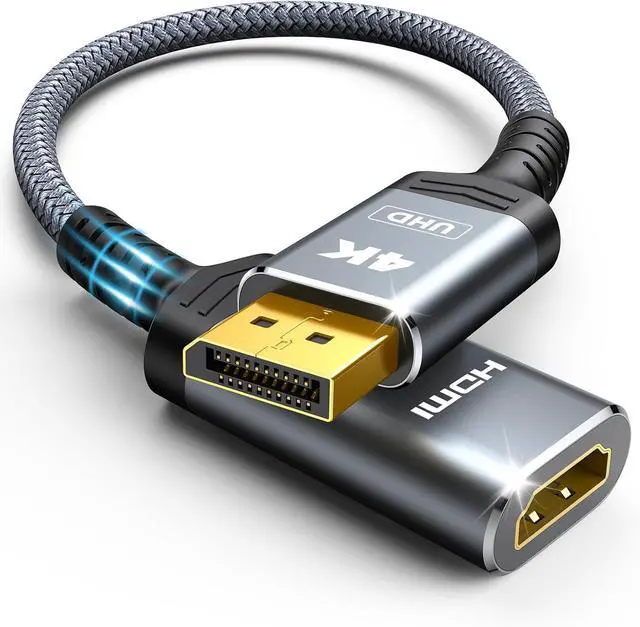 Alt view image 8 of 14 - 4K Display Port to HDMI Adapter Uni-Directional DP 1.2 Computer to HDMI 2.0 Screen Display Port to HDMI Adapter (Male to Female) SR Anti-Break No Latch for HP AMD NVIDIA Passive