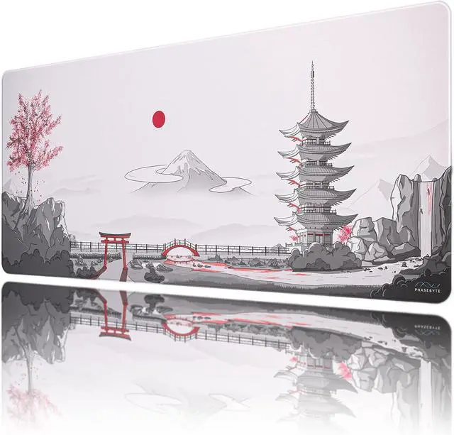 Alt view image 7 of 12 - Pagoda Falls Extended Gaming Mouse Pad - Non-Slip Large Mouse Mat with Stitched Edges Smooth Micro-Fiber Computer Desk Mat Hand Washable Gaming Mousepad 35.4x15.7x0.16 (900x400x4mm)