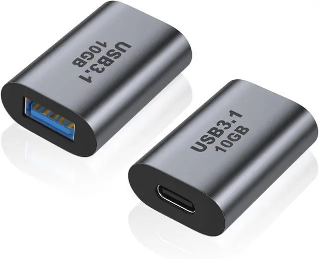 Alt view image 4 of 6 - USB Female to USB C Female Adapter (2 Pack) 10Gbps USB 3.1 to Type-C Extension Coupler Converter Extender Connector Support Fast Charging for PC Laptop Charger Power Bank