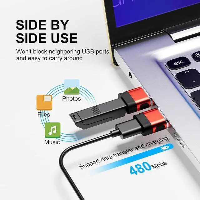 Alt view image 10 of 14 - USB to USB C Adapter 6 Pack USB A to USB C Adapter USBC Female to USBA Male Type C Cable Converter for iPhone MacBook iPad AirPods Charger Red