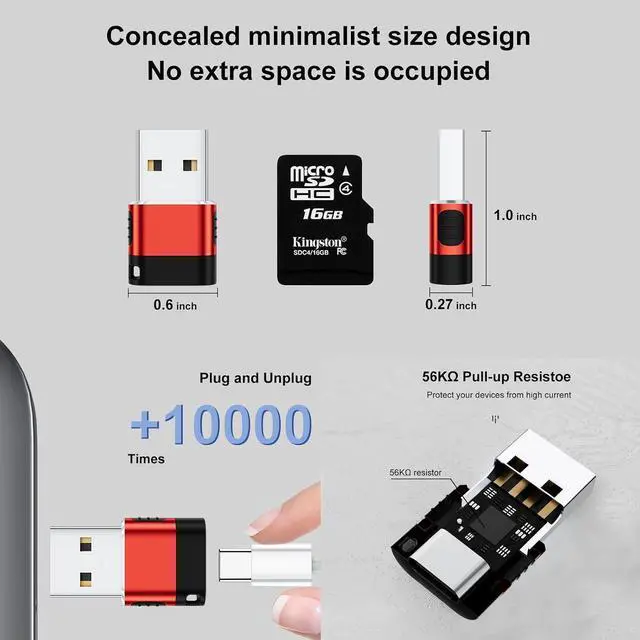 Alt view image 14 of 14 - USB to USB C Adapter 6 Pack USB A to USB C Adapter USBC Female to USBA Male Type C Cable Converter for iPhone MacBook iPad AirPods Charger Red
