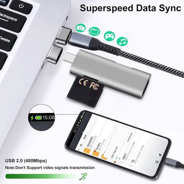 Alt view image 10 of 14 - USB to USB C Adapter 10 Pack USB to USBC Adapter USB to USBC-C Adapter USB C Adapter USB A to USB C Adapter USB to USB C Converter for iPhone 15/14/13 Pro iPad Air AirPods and More Black+Grey
