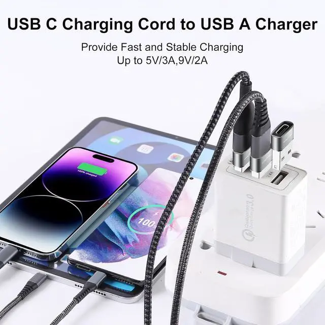 Alt view image 11 of 14 - USB to USB C Adapter 10 Pack USB to USBC Adapter USB to USBC-C Adapter USB C Adapter USB A to USB C Adapter USB to USB C Converter for iPhone 15/14/13 Pro iPad Air AirPods and More Black+Grey