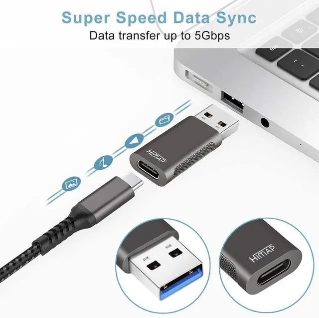 Alt view image 14 of 14 - Pack of 4 USB C to USB Adapters 2*USB-C to USB-A & 2*USB-A to USB-C Female Adapter Speed Data Transfer & Fast Charging for iPhone/PC//iPad/Laptop/etc USB to USB C Adapter (Pack of 4)