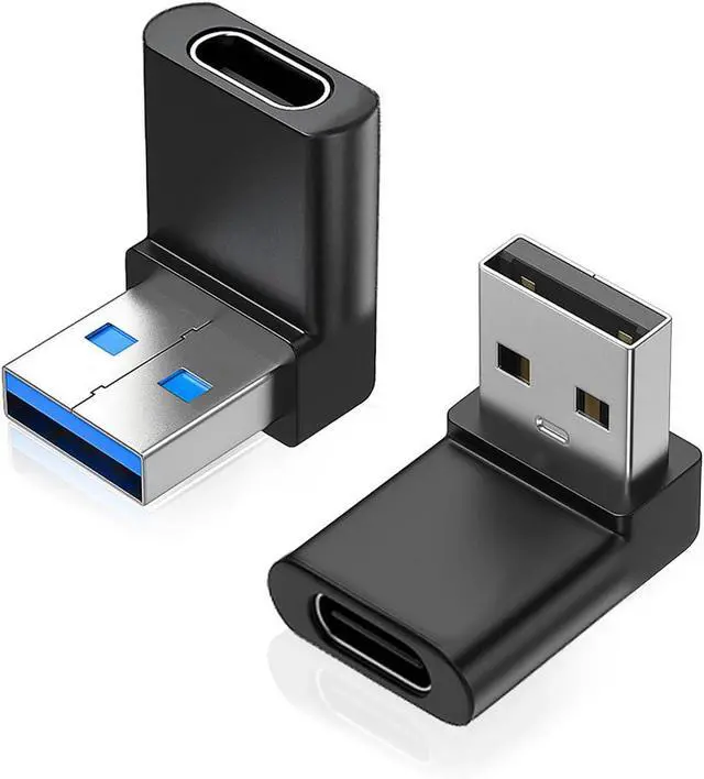Alt view image 8 of 14 - 2 Pack Right Angle USB A to USB C Adapter 90 Degree Up and Down Angle USB 3.0 Male to Type C Female Connector for PC Laptop Tablet and Phones