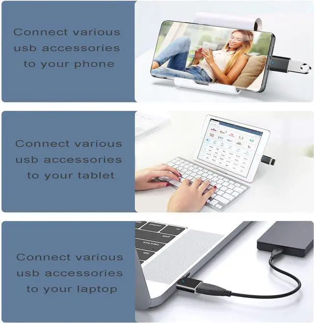 Alt view image 9 of 12 - USB C to USB Adapter 3.1 Gen 2 10Gbps USB to USB C Adapter USB-C Male to USB 3.0 A Female USB 3.2 Type C OTG Converter for MacBook pro Laptop PC iMac iPad air