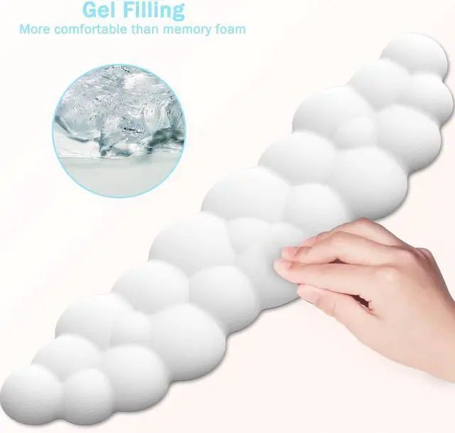 Alt view image 12 of 14 - Cloud Mouse Pad with Wrist Rest and Keyboard Wrist Rest Ergonomic Gel Mousepad and Wrist Rest for Computer Keyboard Pain Relief Non-Slip PU Base Mouse and Keyboard Pad for Gaming Office White
