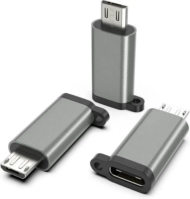 Alt view image 8 of 14 - USB-C to Micro USB Adapter 3-Pack USB Type C Female to Micro USB Male Converter USB C to Micro B 2.0 Charge & Data Sync Compatible with Galaxy S7 S6 J7 Note 5 Kindle Ps4 and More -Grey