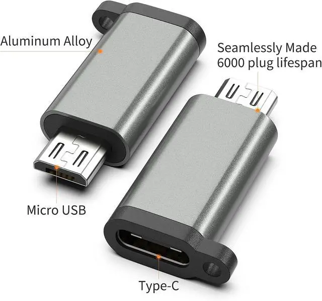 Alt view image 9 of 14 - USB-C to Micro USB Adapter 3-Pack USB Type C Female to Micro USB Male Converter USB C to Micro B 2.0 Charge & Data Sync Compatible with Galaxy S7 S6 J7 Note 5 Kindle Ps4 and More -Grey