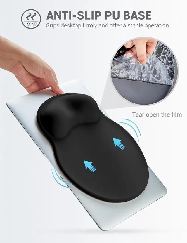 Alt view image 13 of 14 - Ergonomic Mouse Pad Wrist Support Comfortable Mouse Pad Wrist Rest Relieve Wrist Pain Gel Mouse pad Non-Slip Rubber Base Mousepad for Laptop Computer Prefect for Office & HomeBlack