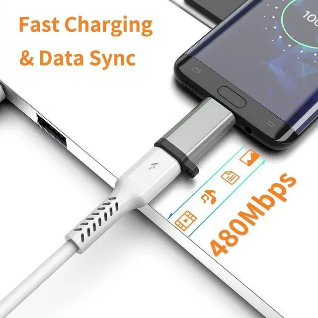 Alt view image 11 of 14 - USB-C to Micro USB Adapter 3-Pack USB Type C Female to Micro USB Male Converter USB C to Micro B 2.0 Charge & Data Sync Compatible with Galaxy S7 S6 J7 Note 5 Kindle Ps4 and More -Grey